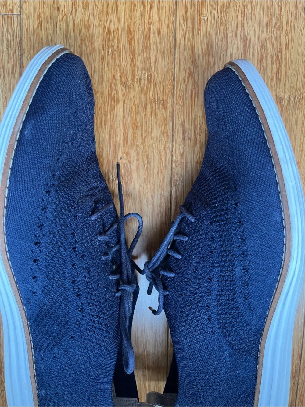 COLE HAAN WOMEN'S ZEROGRAND STITCHLITE OXFORD NAVY BLUE KNIT/WHITE W 10 B W11511